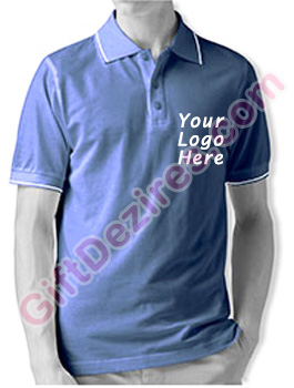 Designer Imperial Blue and White Color Logo Custom T Shirts